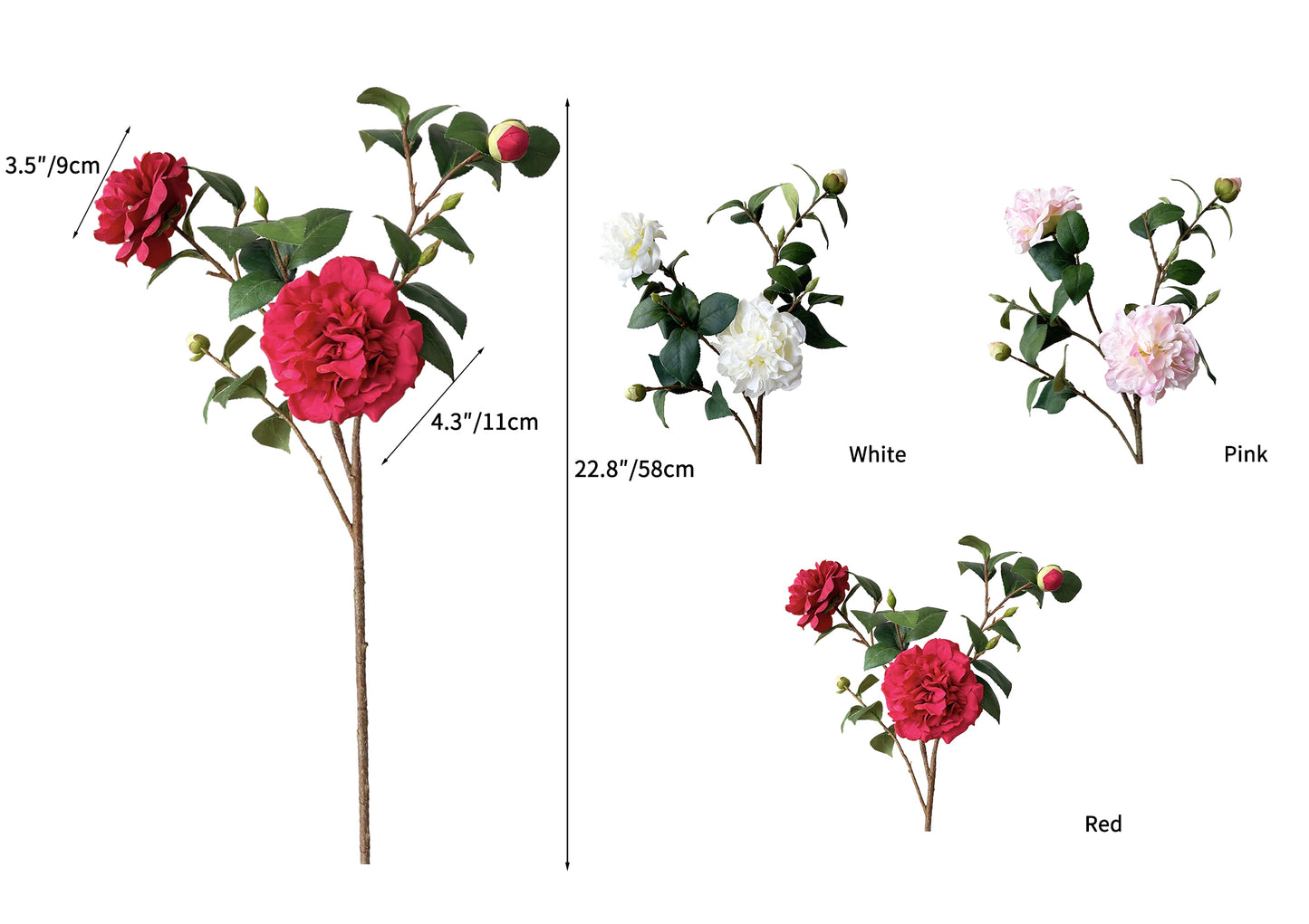 Faux Camellia Flowers -22.8"
