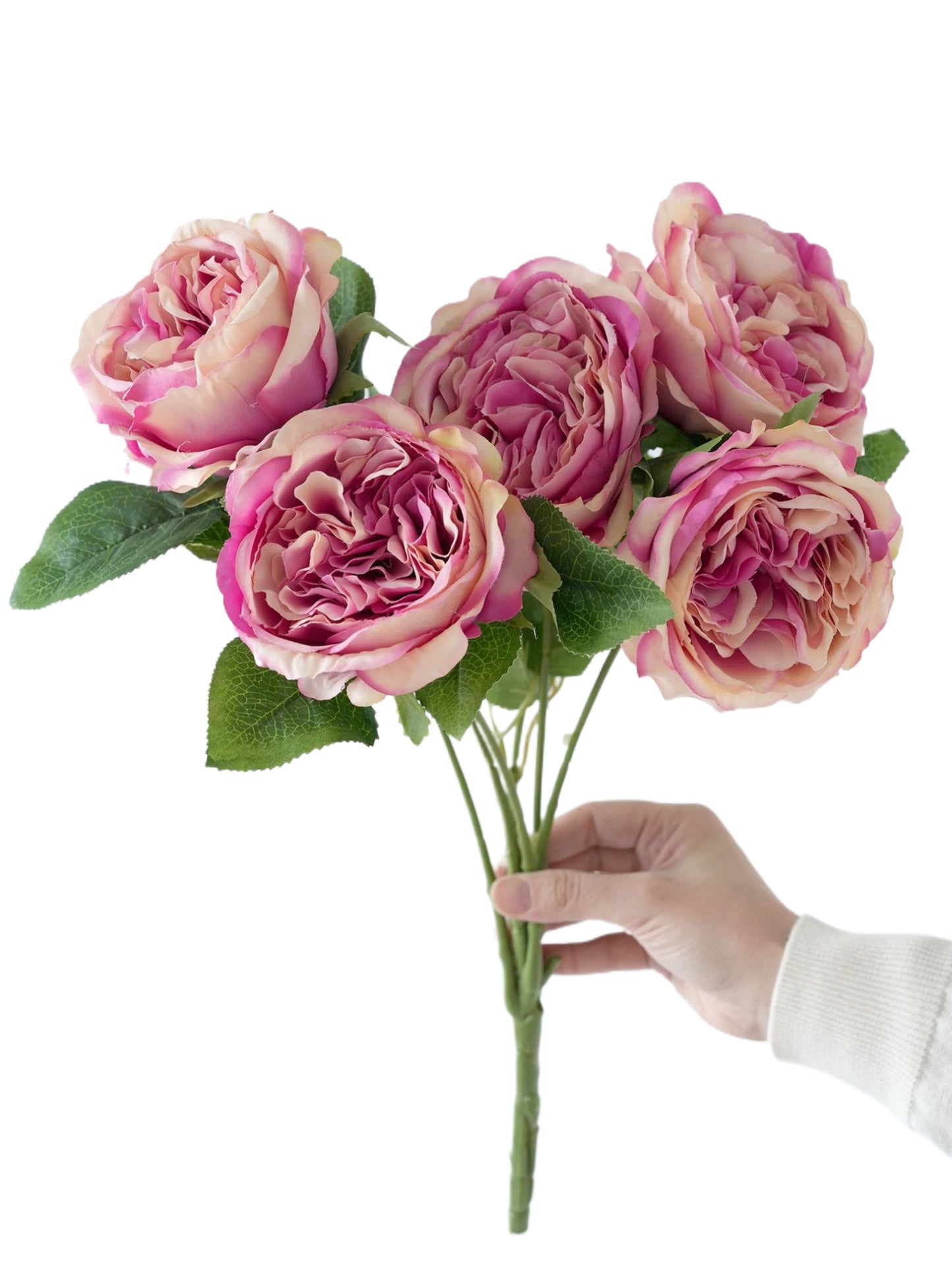Artificial flower bouquet of Austin roses -18.5"