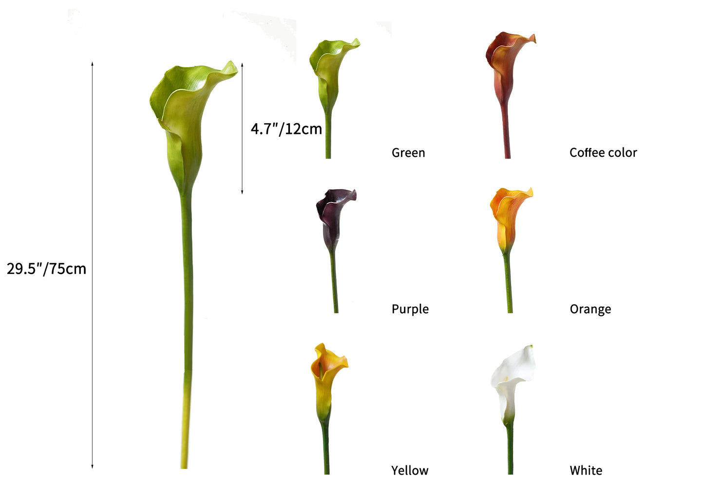 Luxurious artificial calla lilies- 29.5"