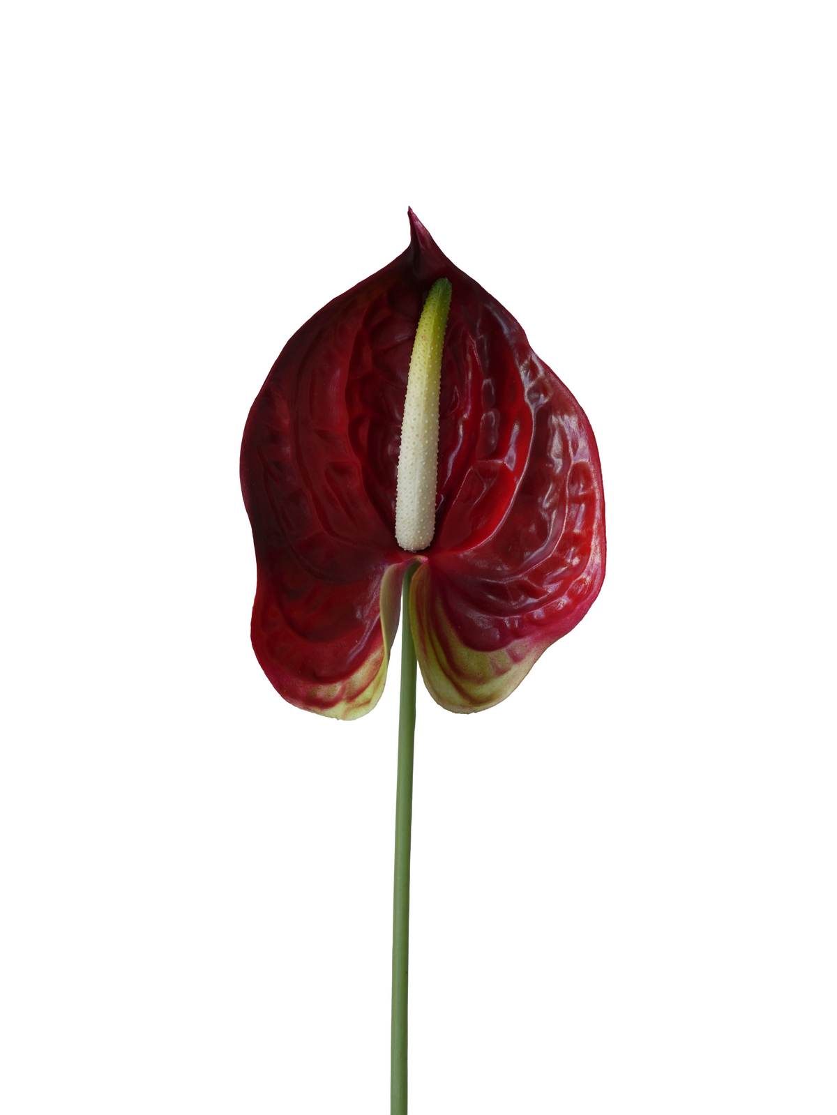 Burgundy Rubber-Feel Artificial Anthurium Flamingo Flower 27"