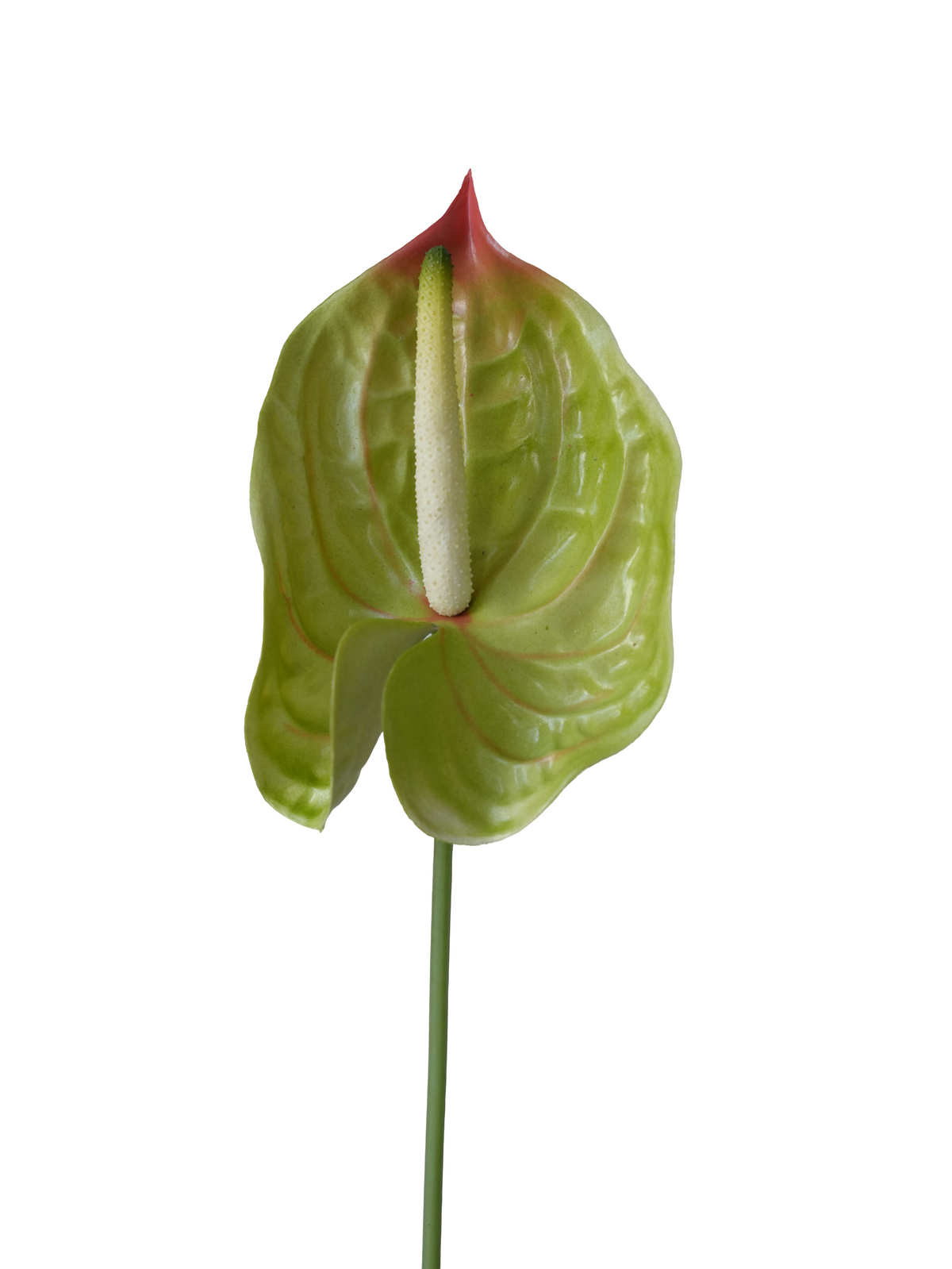 Yellow Center Rubber-Feel Artificial Anthurium Flamingo Flower 27"