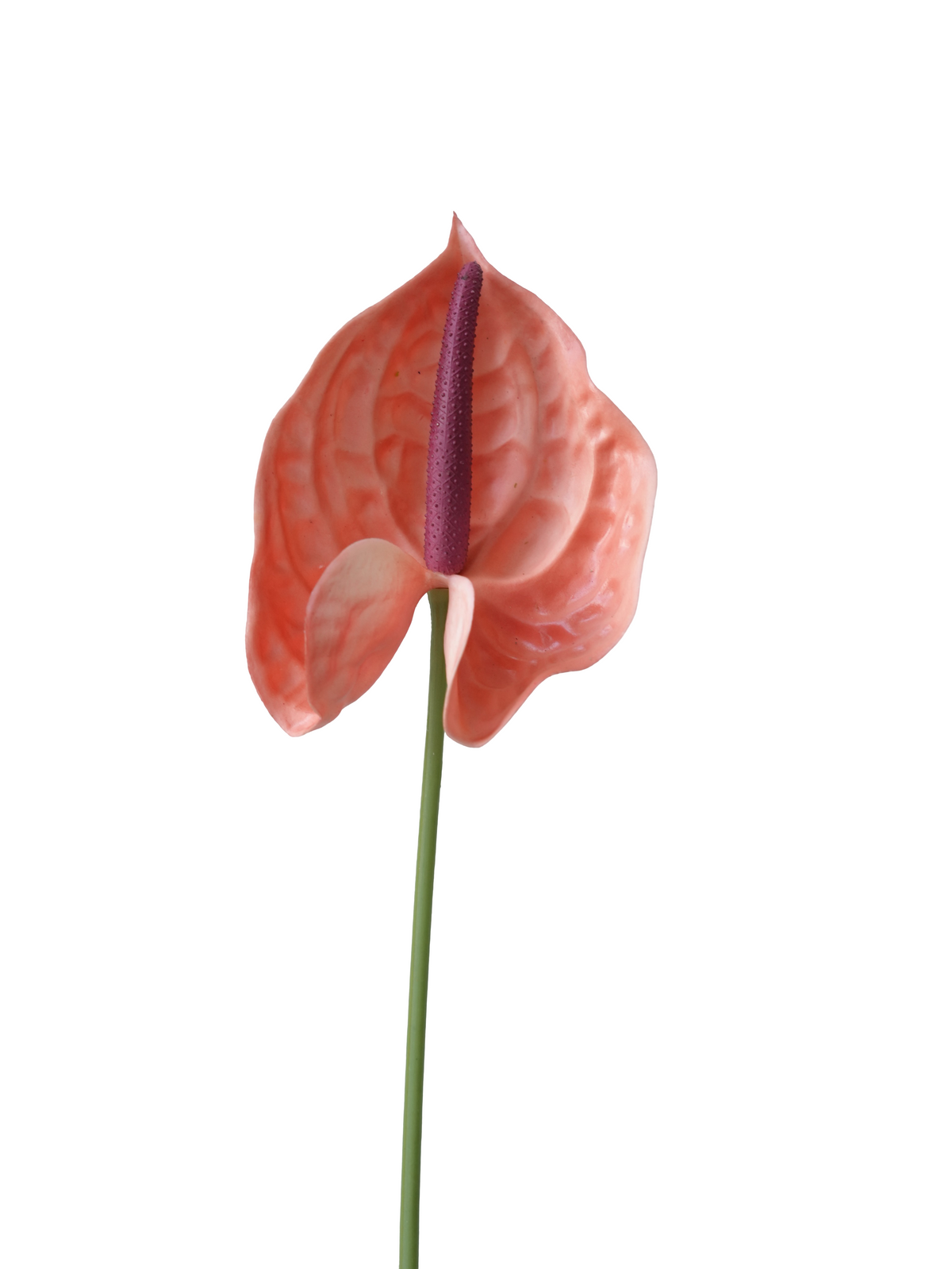 Coral Rubber-Feel Artificial Anthurium Flamingo Flower 27"