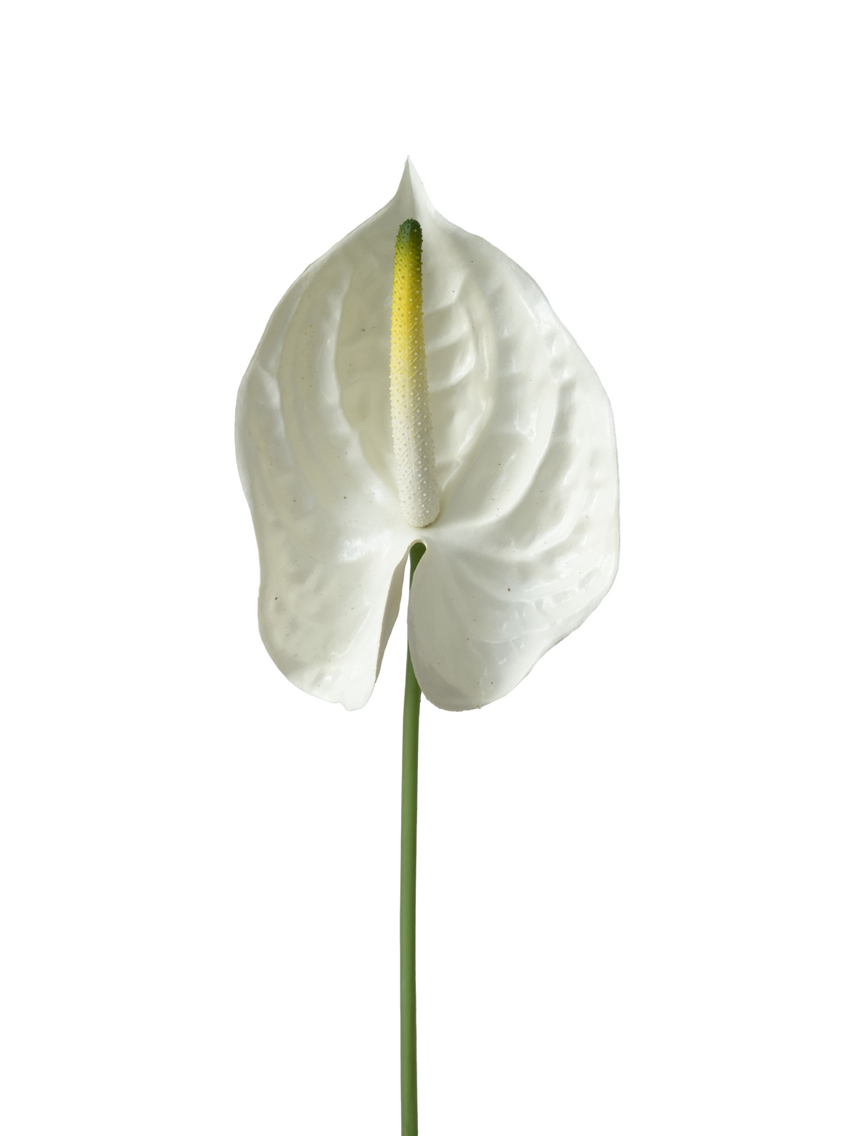 Milky White Rubber-Feel Artificial Anthurium Flamingo Flower 27"