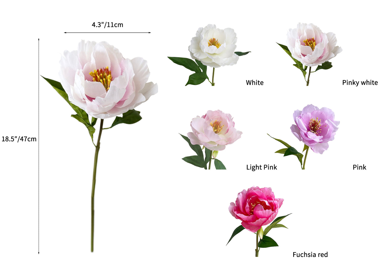Artificial Peony Flowers in Oil Painting Look -18.5"