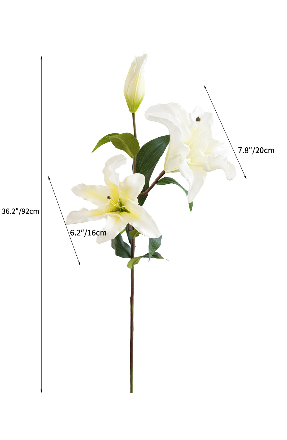 Artificial three - stem lily flowers with a real touch -36.2"