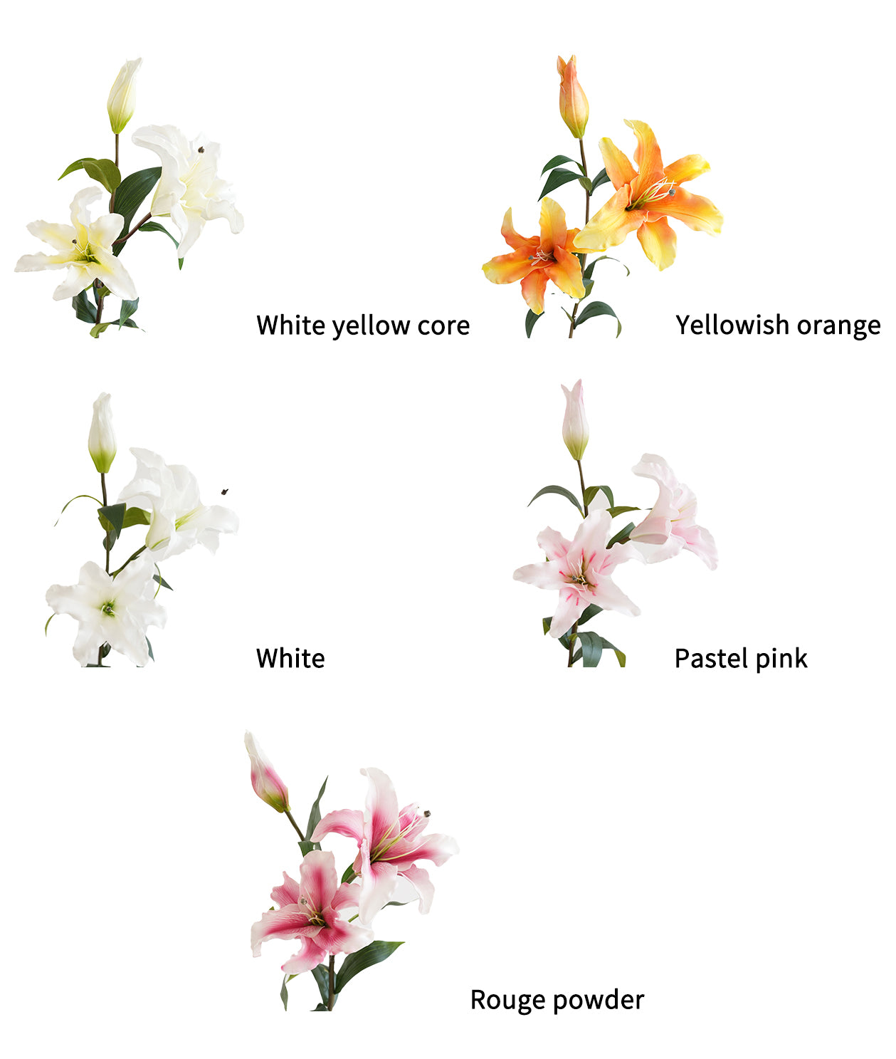 Artificial three - stem lily flowers with a real touch -36.2"