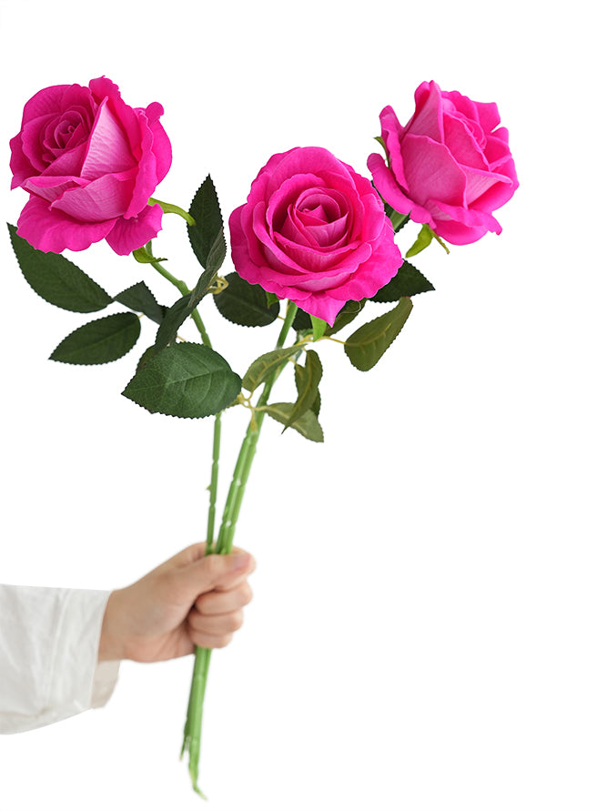 Simulated Velvet Rose Faux Flower -19.6"