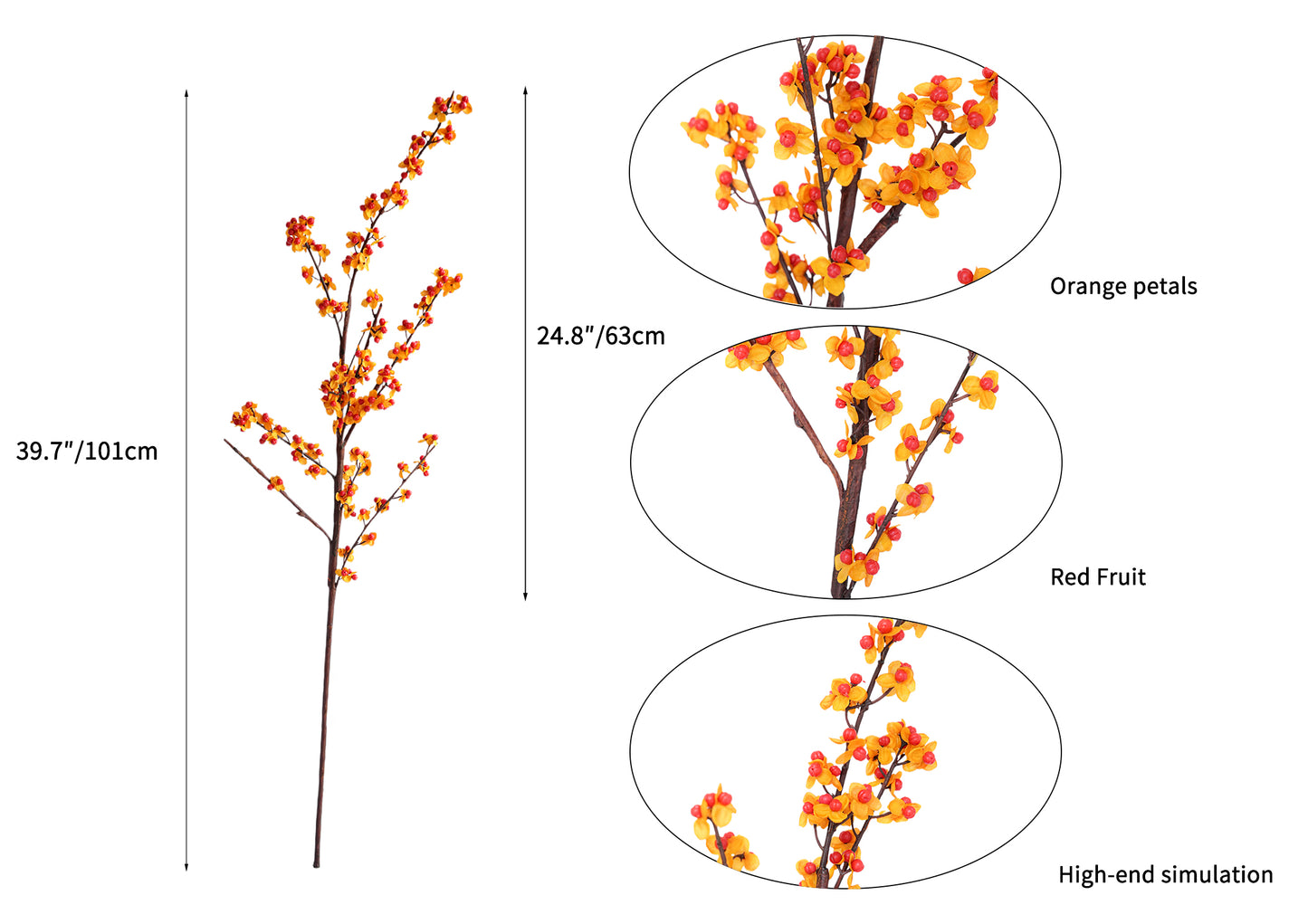 Large-Sized Faux Celastrus Orbiculatus Flowers -39.7"