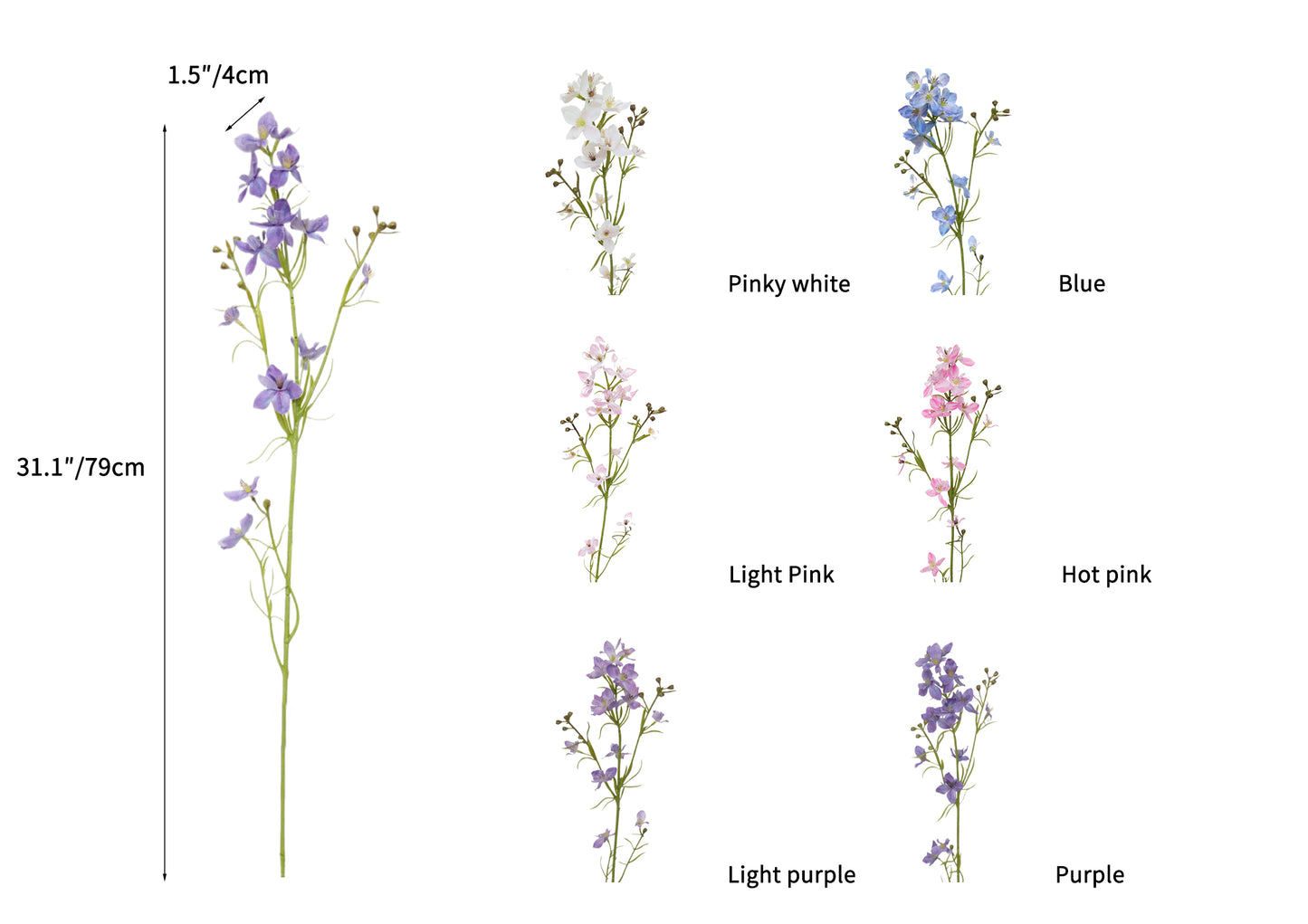 Fake Larkspur Artificial Flowers -31.1"