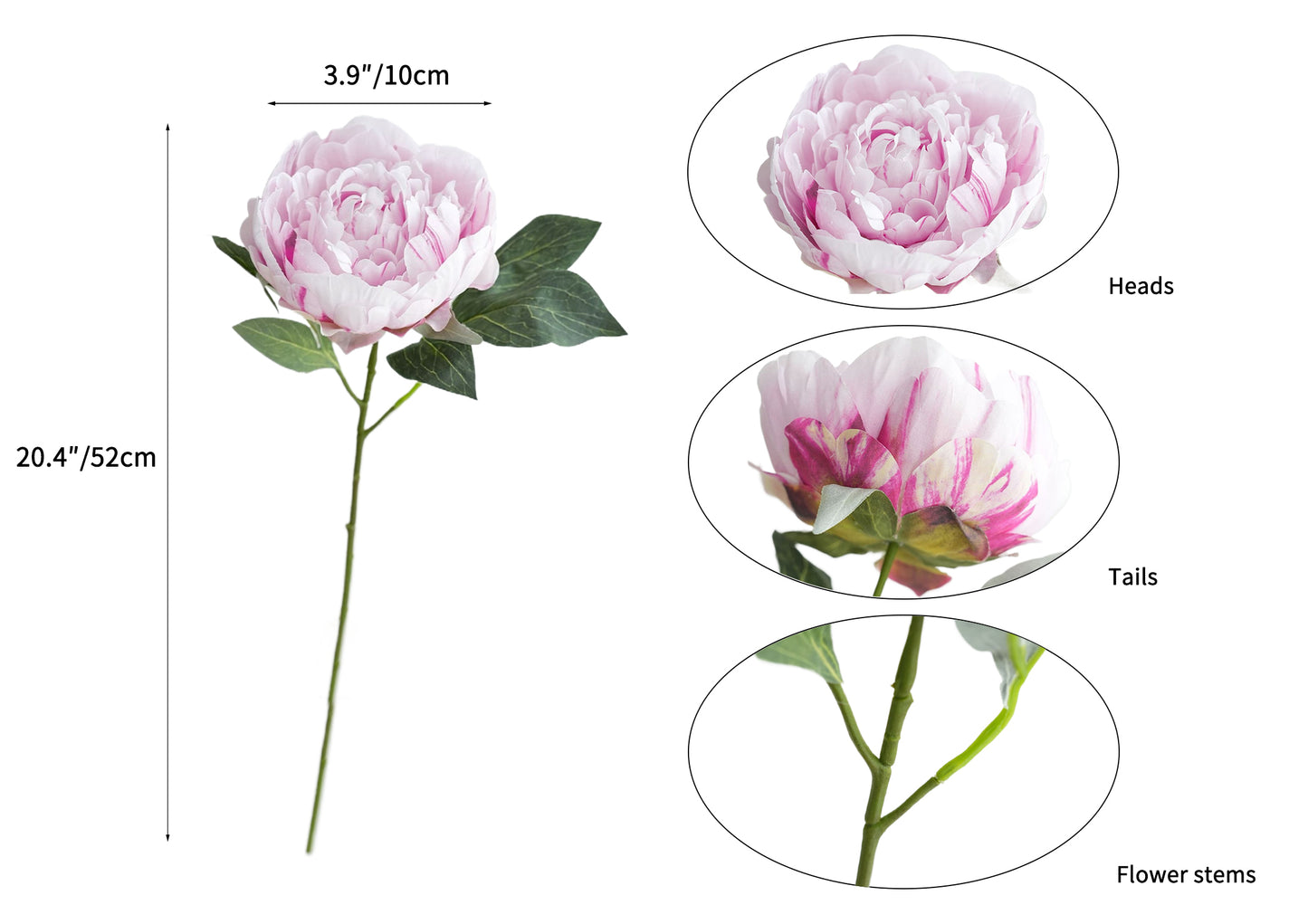 Fake Sarah Peony Artificial Sarah Bernhardt-20.4"