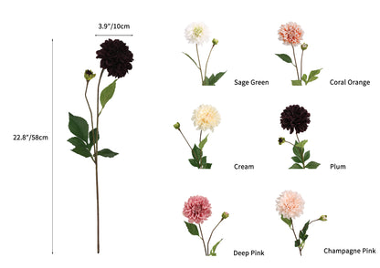 Faux Dahlia Spray With Buds - 22.8"