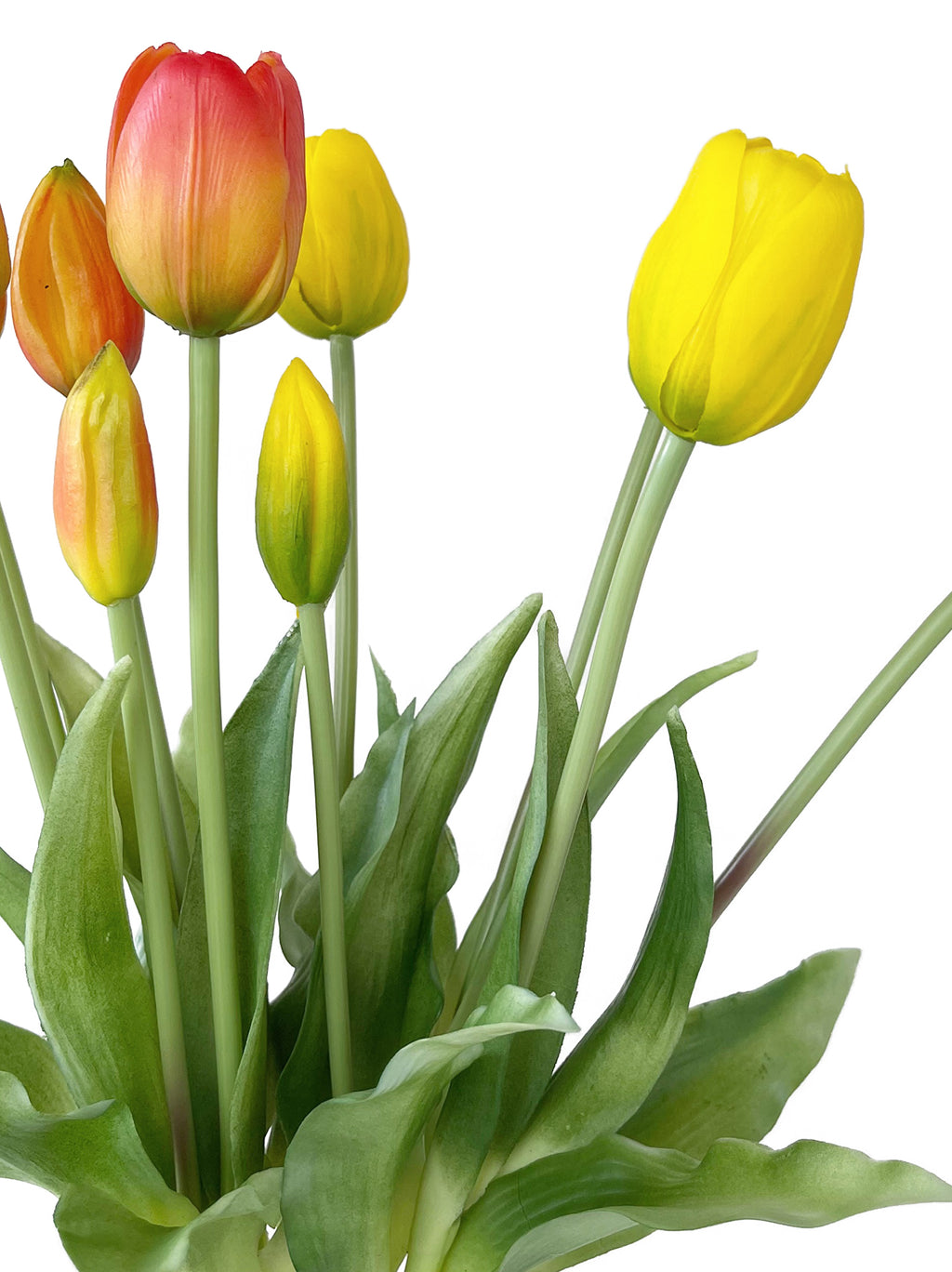 A bunch of artificial tulip flowers with 5 blooms -15.7 "