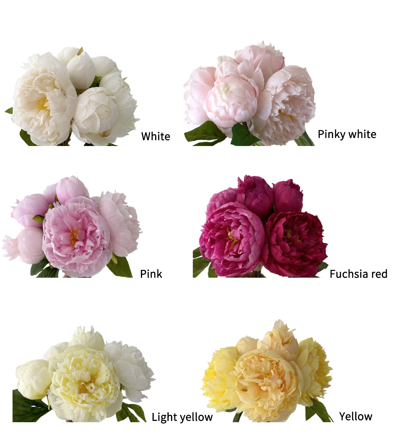 Realistic Artificial Peony Bouquets-11.4"