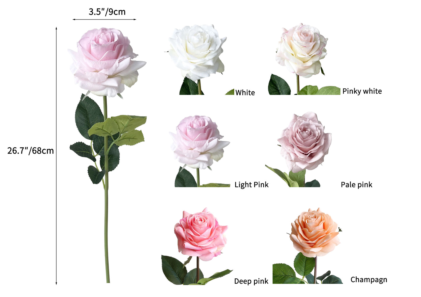 Premium Real Touch Roses - 17.3"