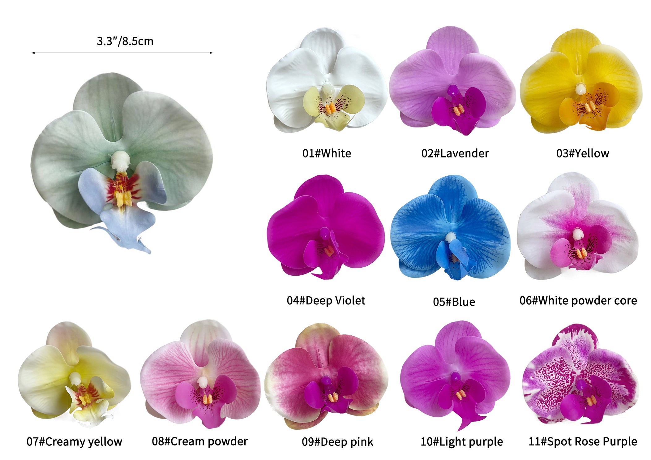 Petals of the simulated Phalaenopsis orchid -3.3"