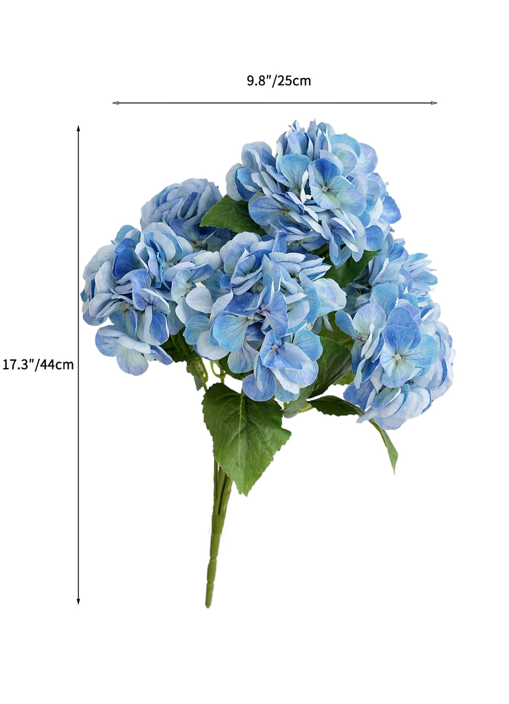 Artificial hydrangea flowers with multiple flower heads - 17.3"