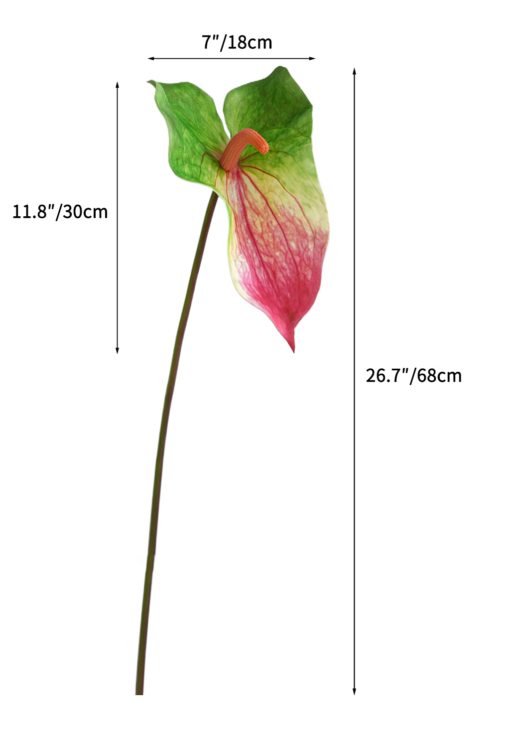 High-end Large-sized Artificial Green Anthurium Flowers- 26.7"