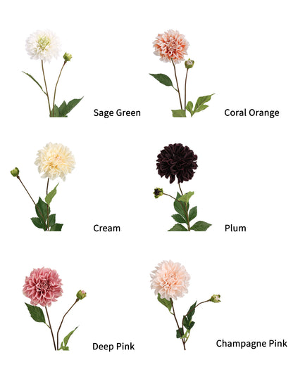 Faux Dahlia Spray With Buds - 22.8"
