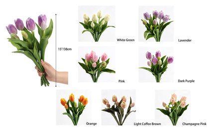 Natural Real‑Touch Tulip Bouquet‑15"