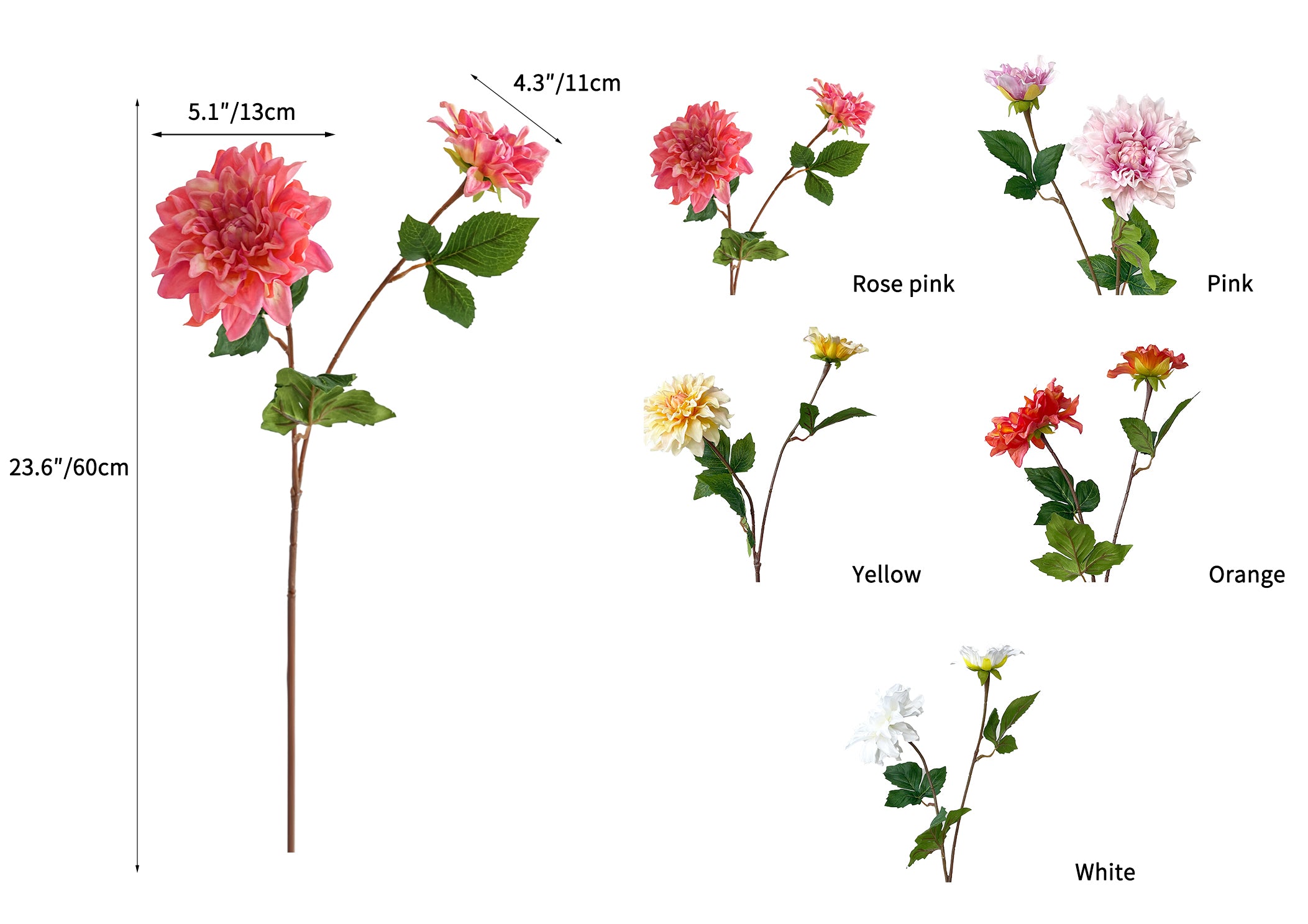 Artificial dahlia flowers with a realistic touch - 23.6"