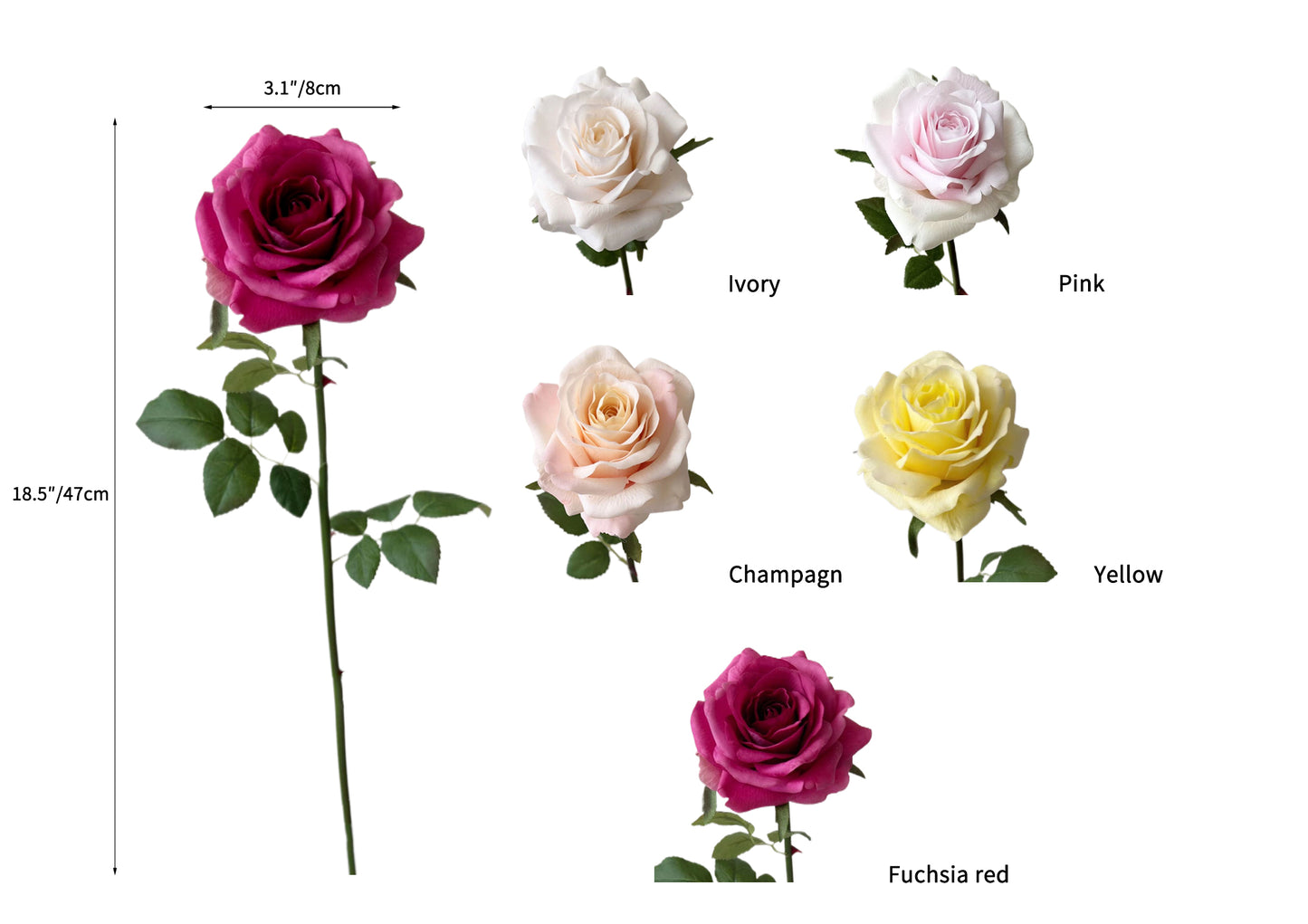 Luxurious Real touch Artificial Roses- 18.5"