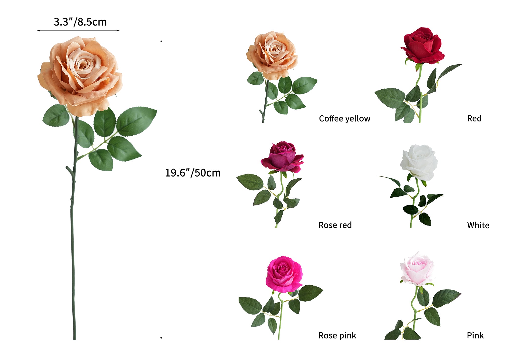 Simulated Velvet Rose Faux Flower  -19.6"