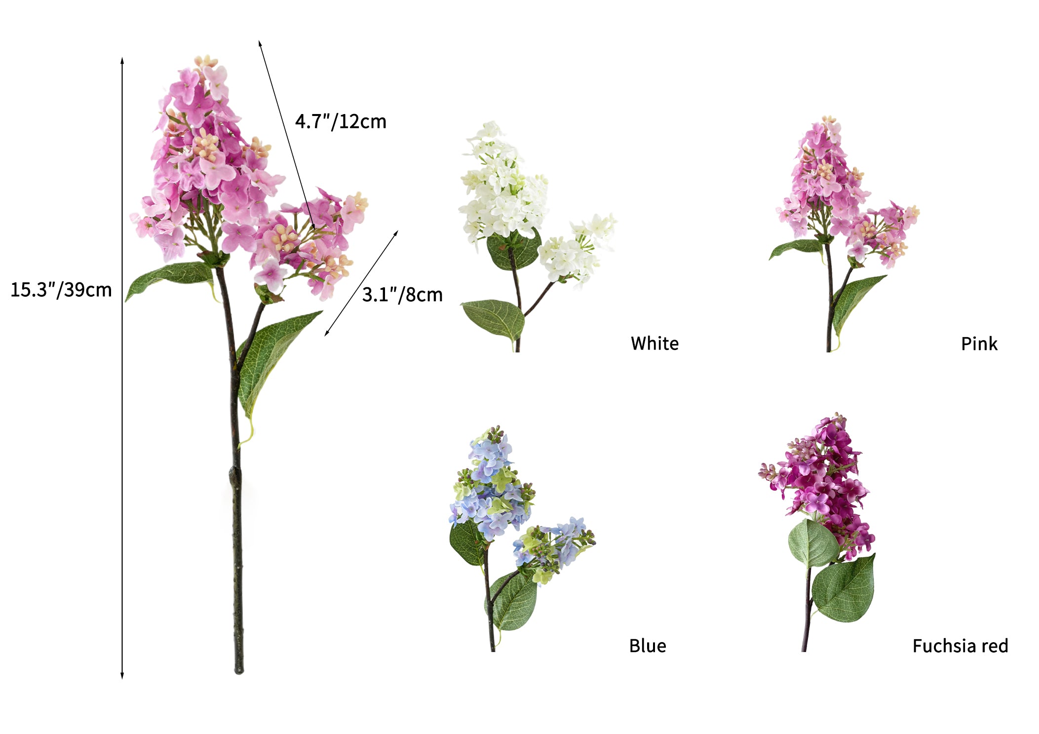 Artificial lilac flowers with short branches- 15.3"