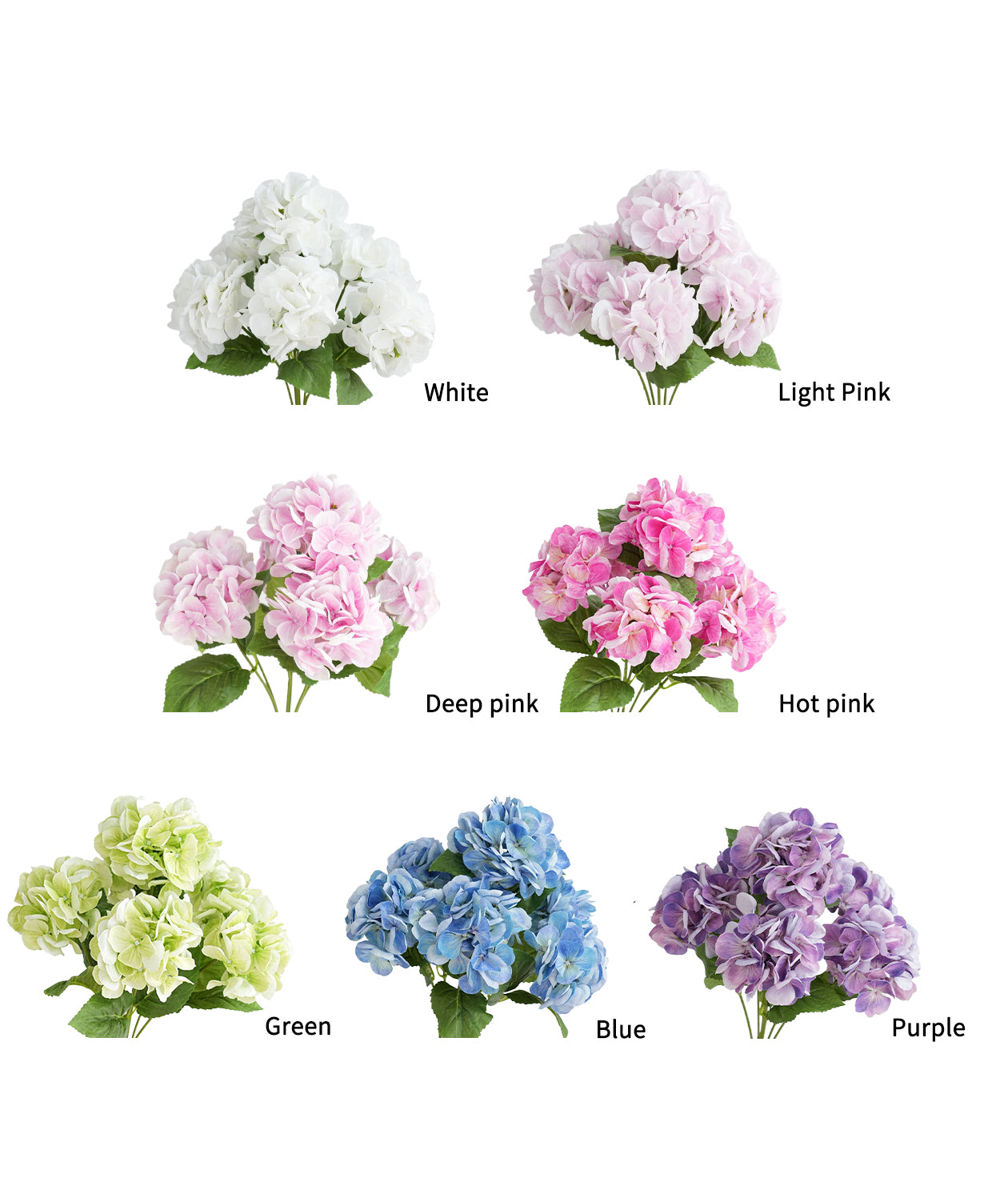 Artificial hydrangea flowers with multiple flower heads - 17.3"