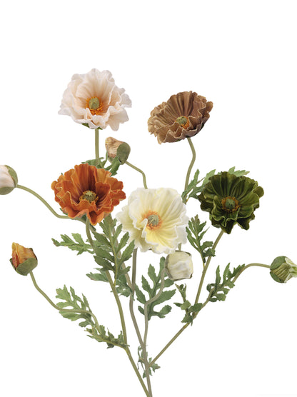 Faux Poppy Spray With Buds - 22.4"