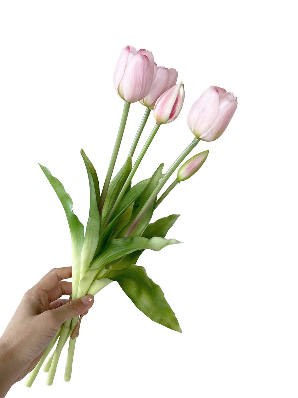 A bunch of artificial tulip flowers with 5 blooms -15.7 "