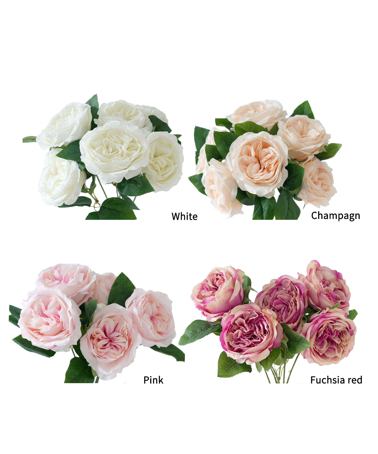 Artificial flower bouquet of Austin roses -18.5"