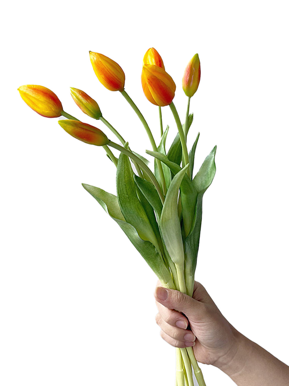 A bunch of artificial tulip flowers with 7 blooms -17.7 "