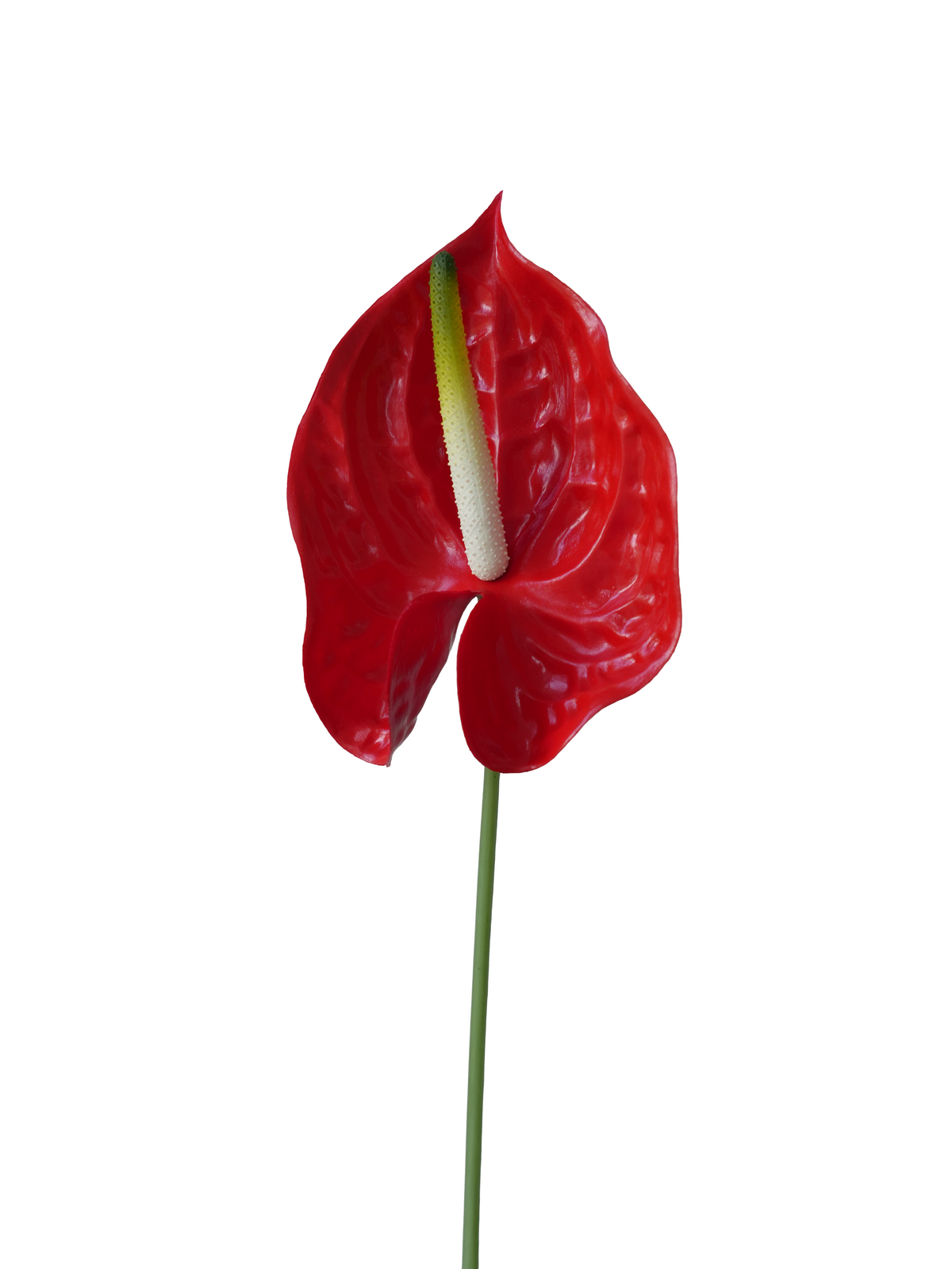 Red Rubber-Feel Artificial Anthurium Flamingo Flower 27"