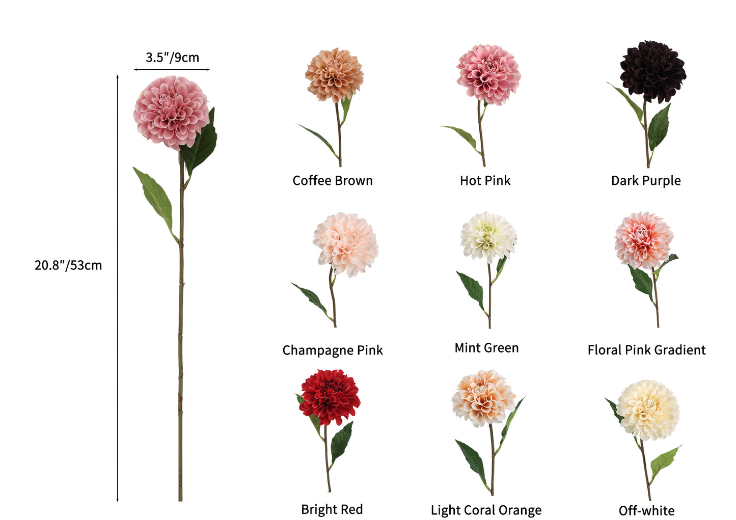 Faux Single-Bloom Dahlia Stem - 20.8"