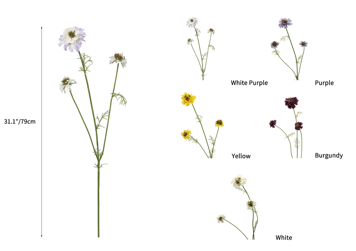 Faux Multi-Head Scabiosa Spray - 31.1"