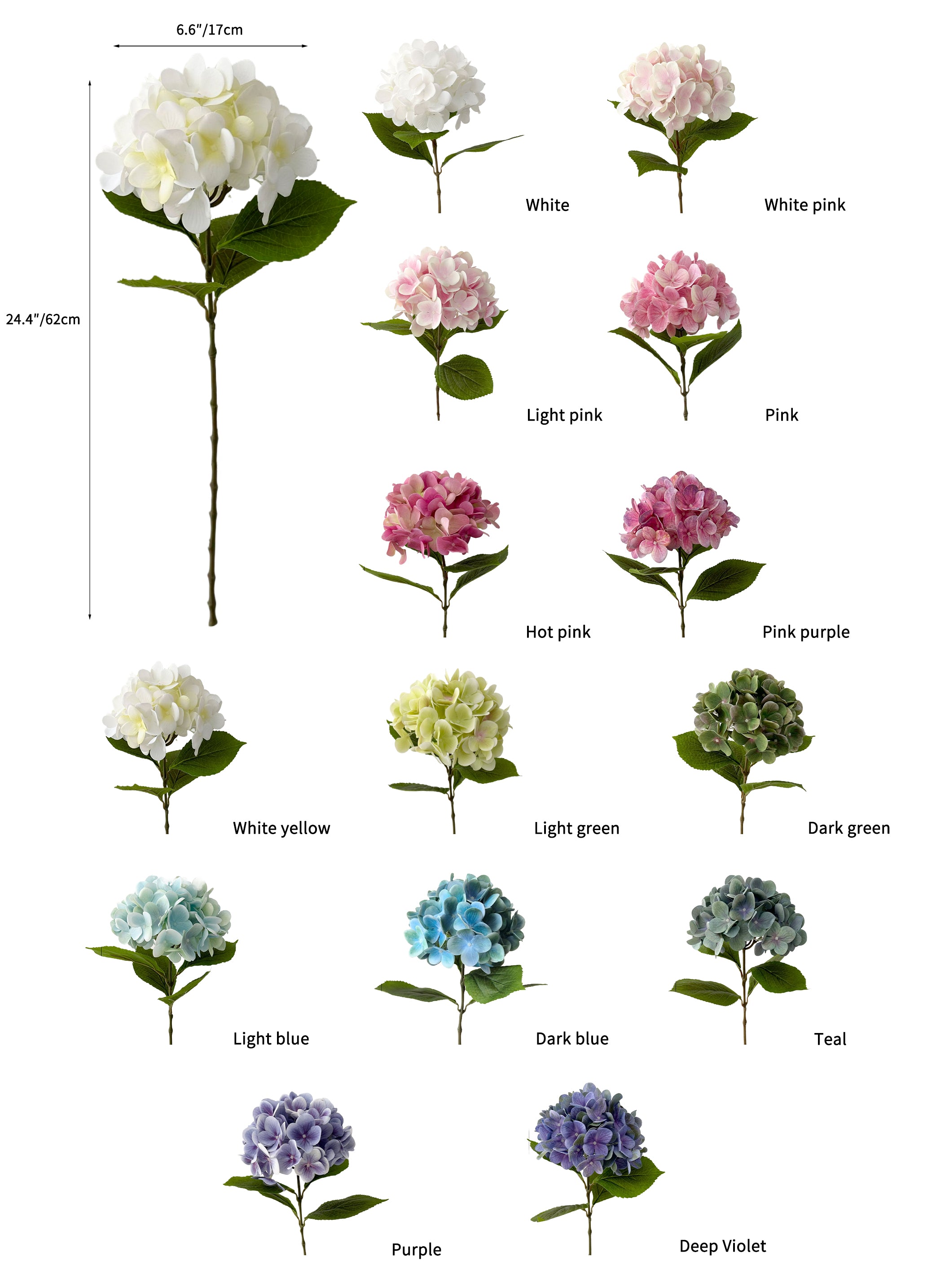 Artificial Garden Hydrangea Flowers -24.4 "