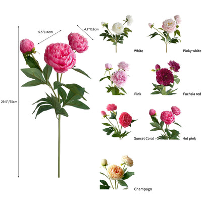 A bunch of artificial peony flowers with 3 blooms-29.5 "