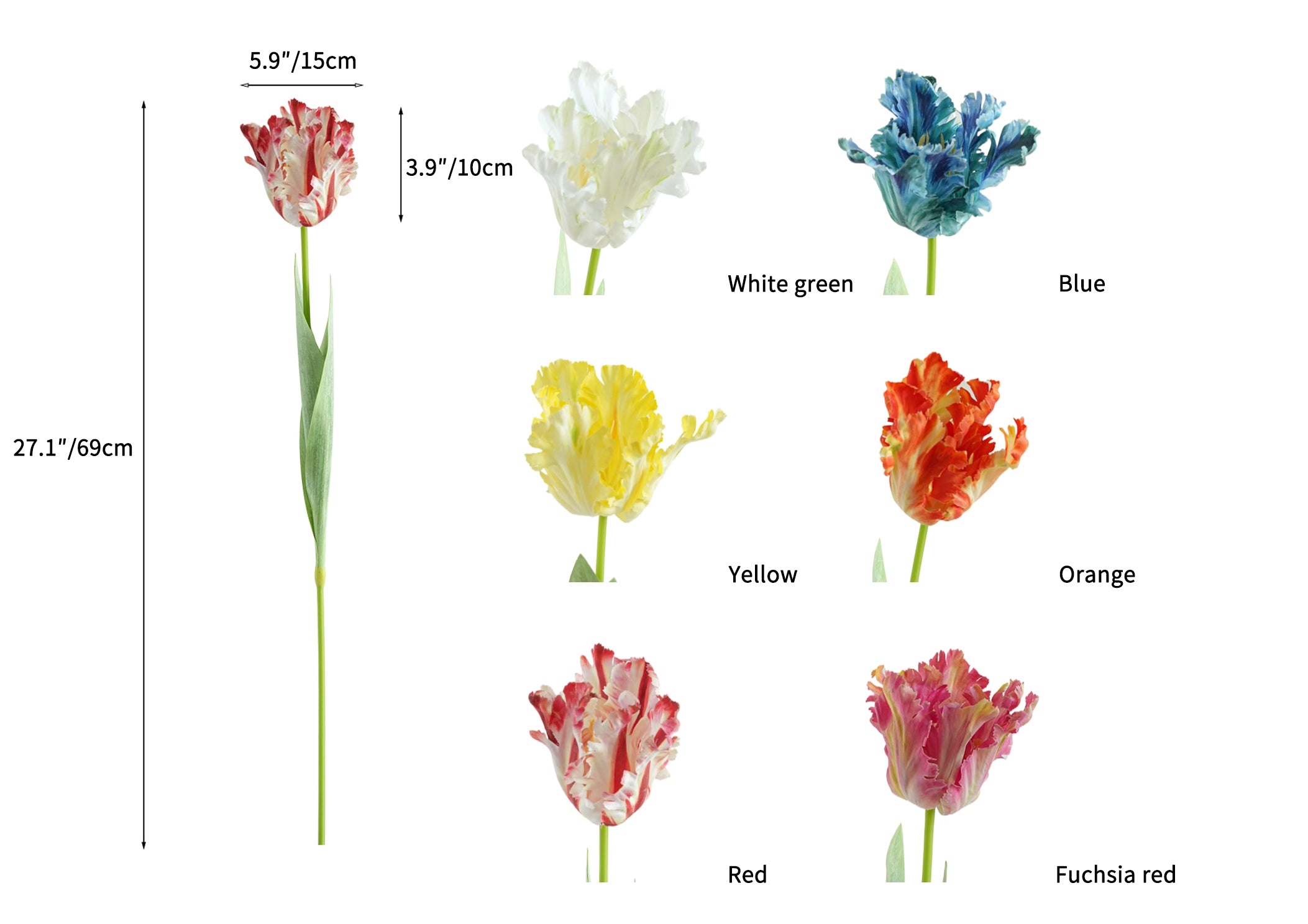 Highly customized artificial Parrot Tulip flowers-27.1"