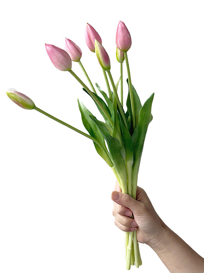 A bunch of artificial tulip flowers with 7 blooms -17.7 "