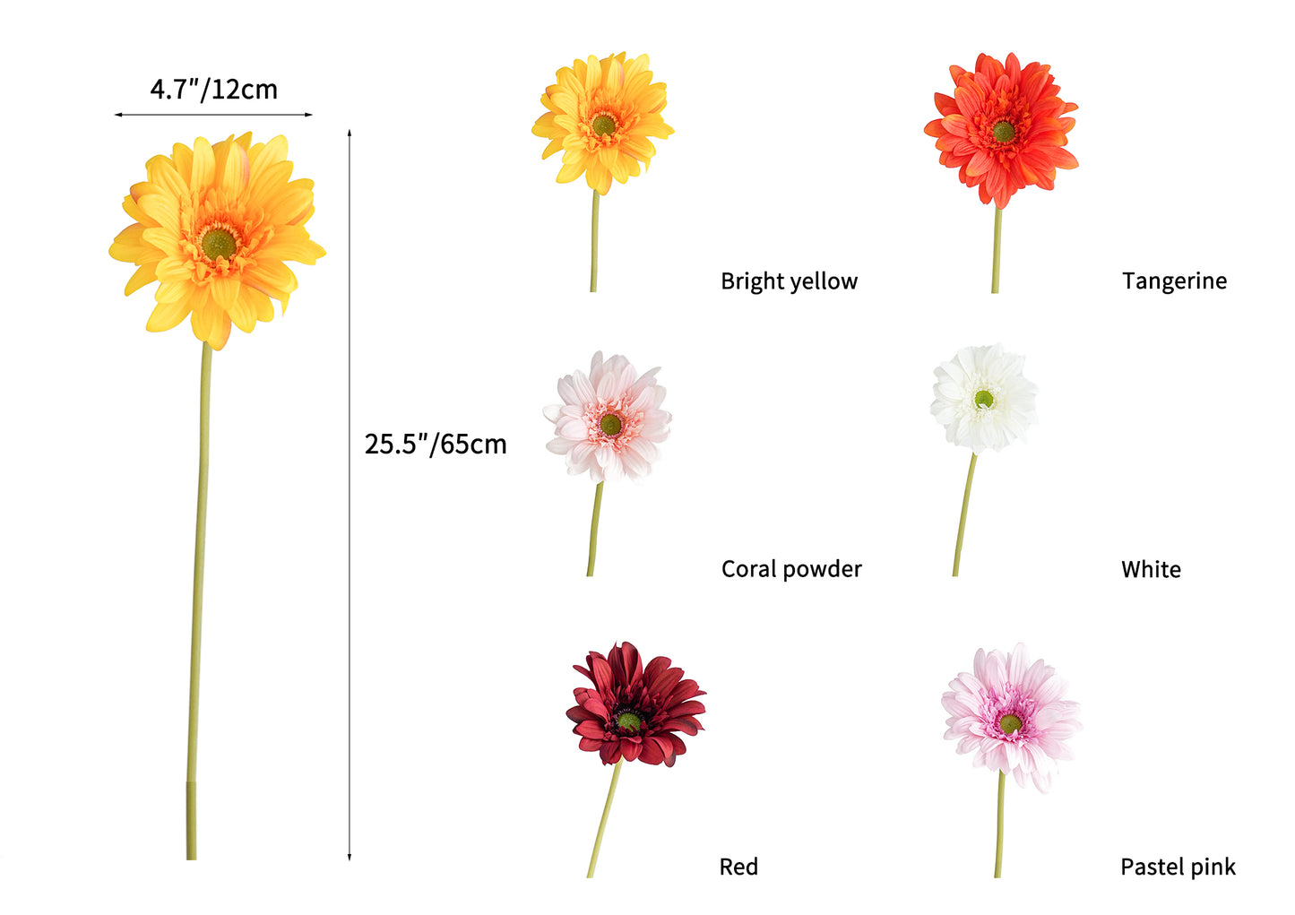 Luxurious Real-touch Artificial Gerbera Daisies - 25.6"