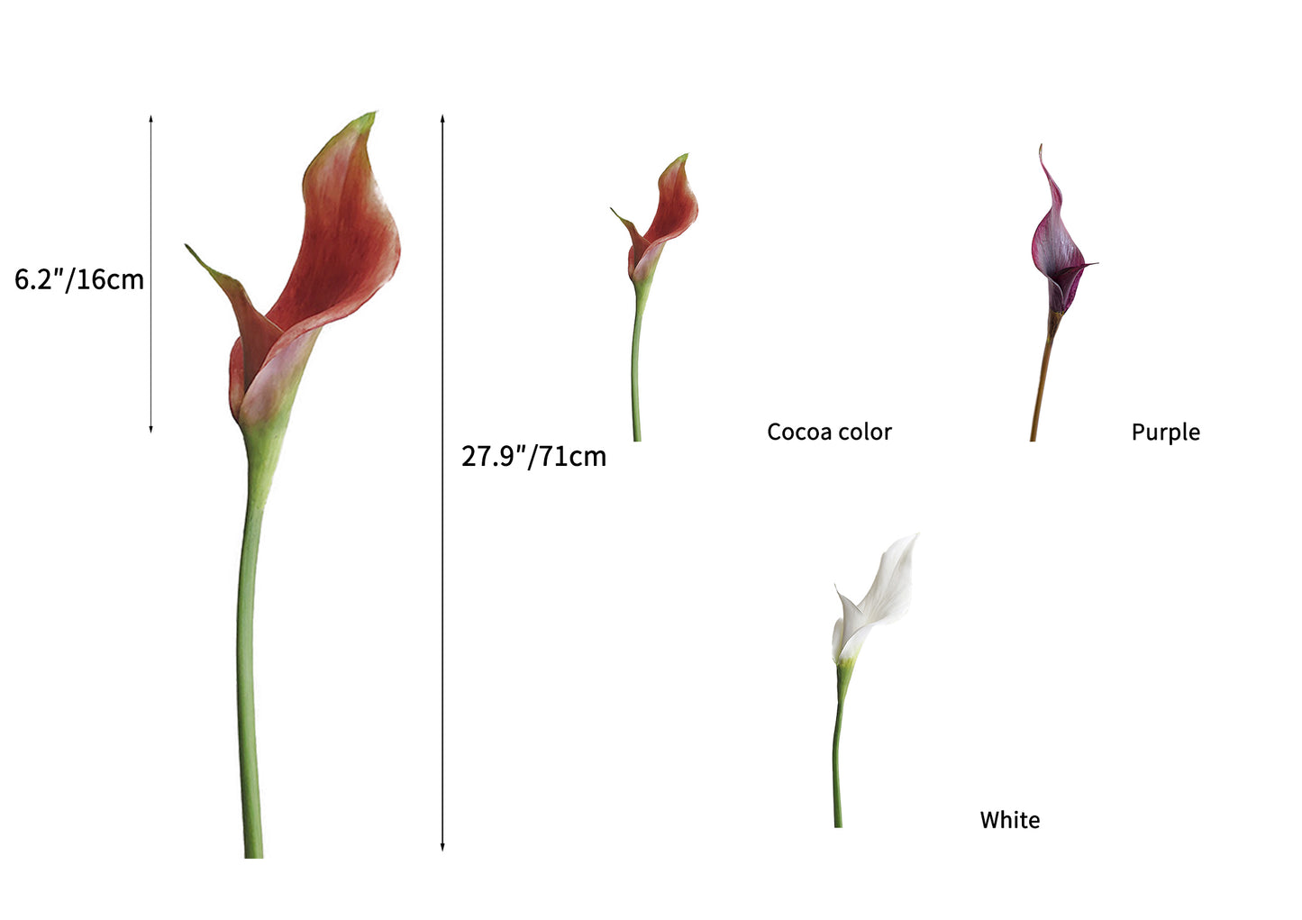 Artificial double-petaled calla lily flowers- 27.9"