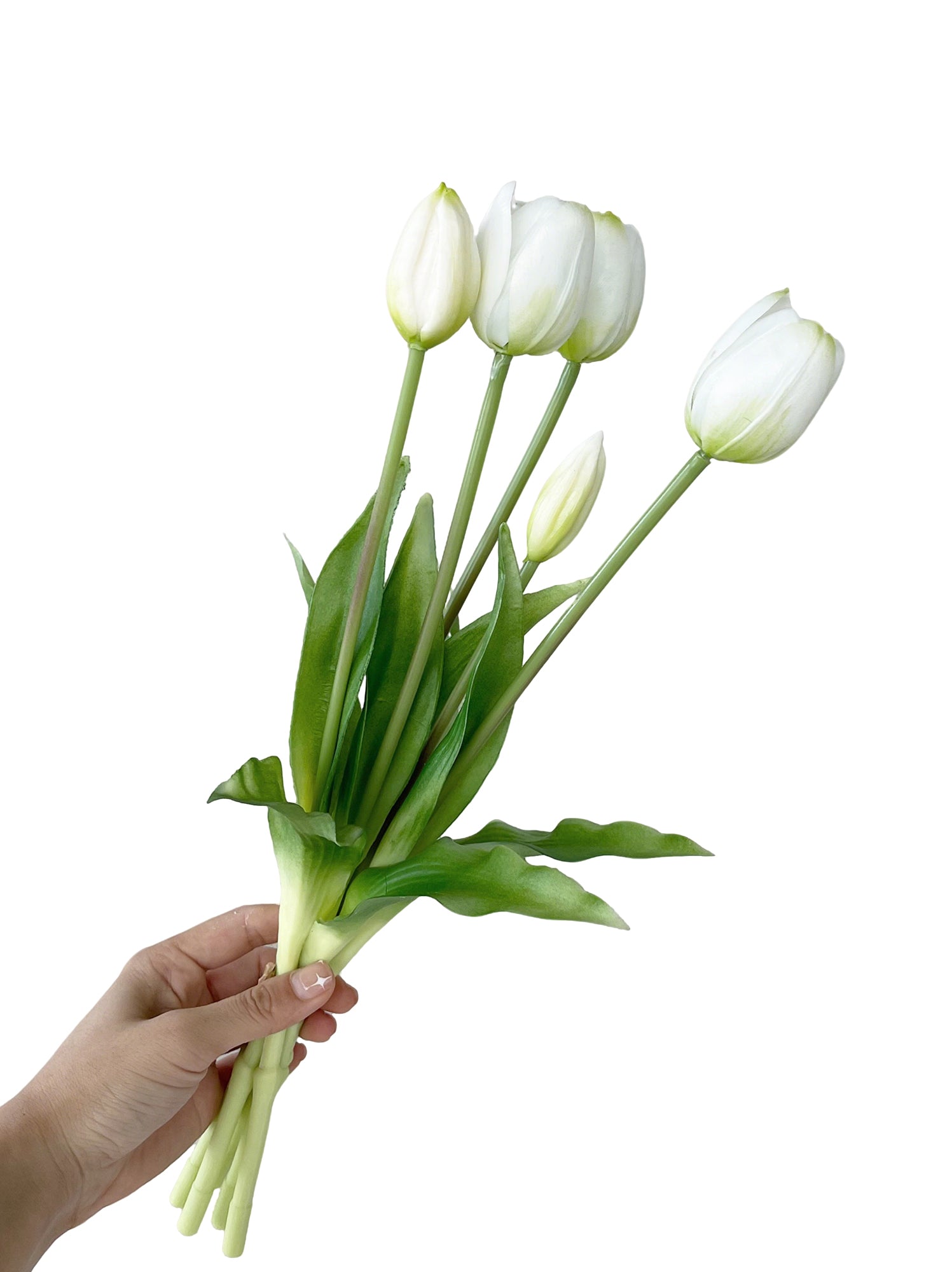 A bunch of artificial tulip flowers with 5 blooms -15.7 "