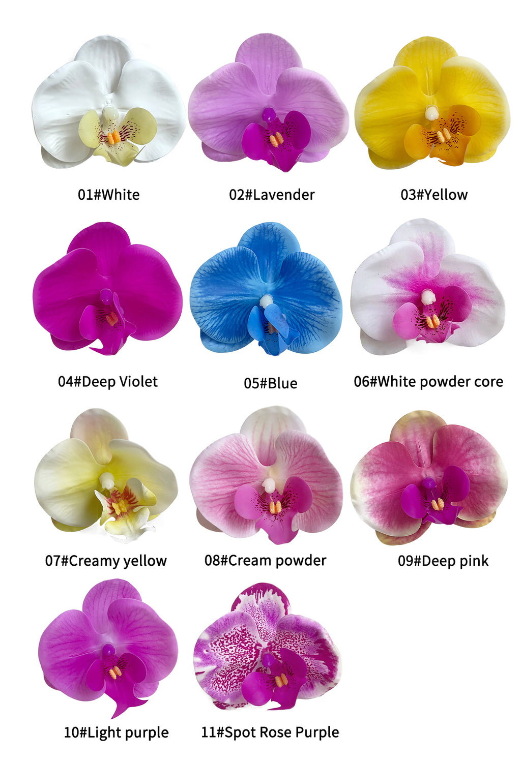 Petals of the simulated Phalaenopsis orchid -3.3"