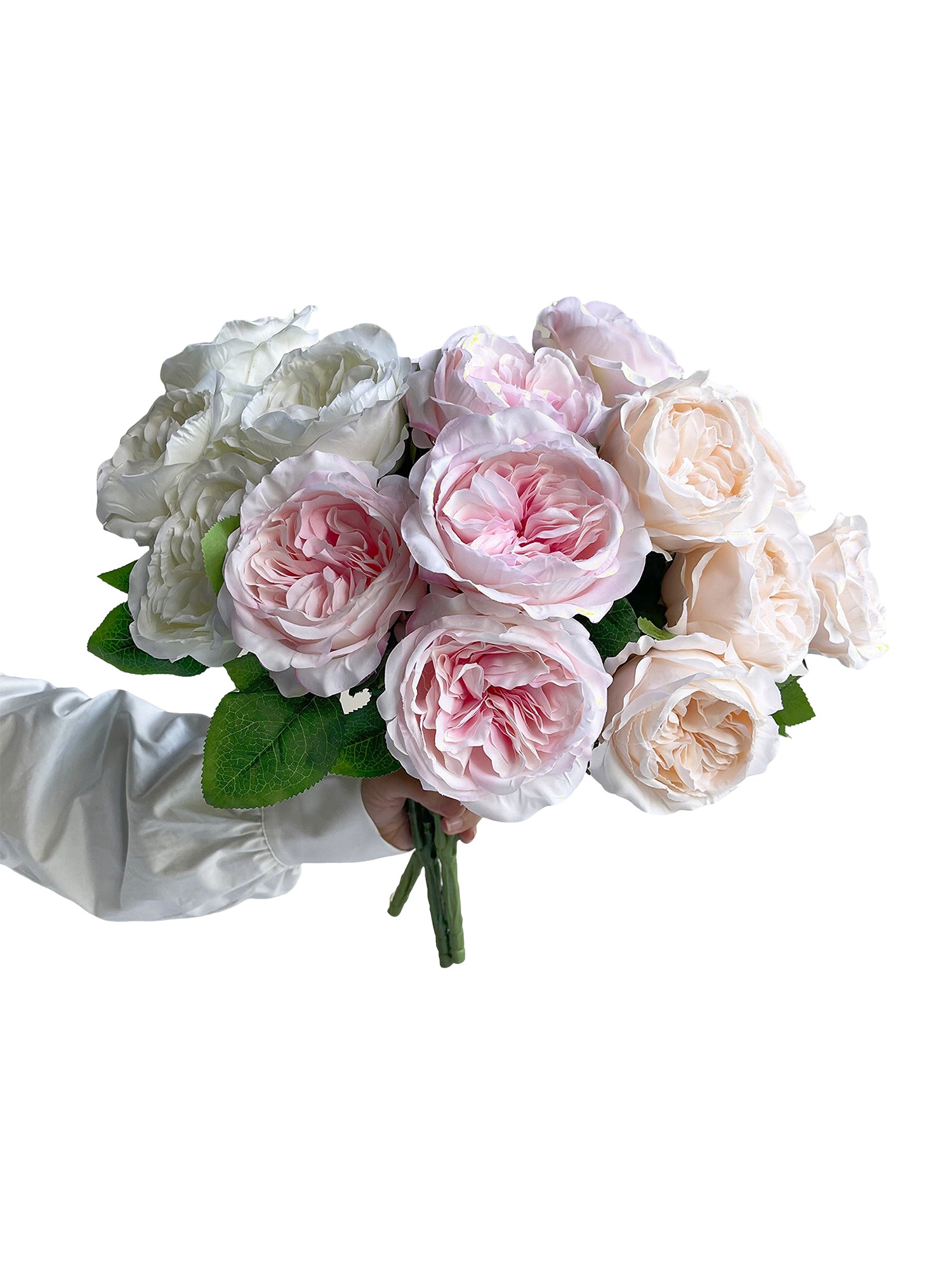 Artificial flower bouquet of Austin roses -18.5"