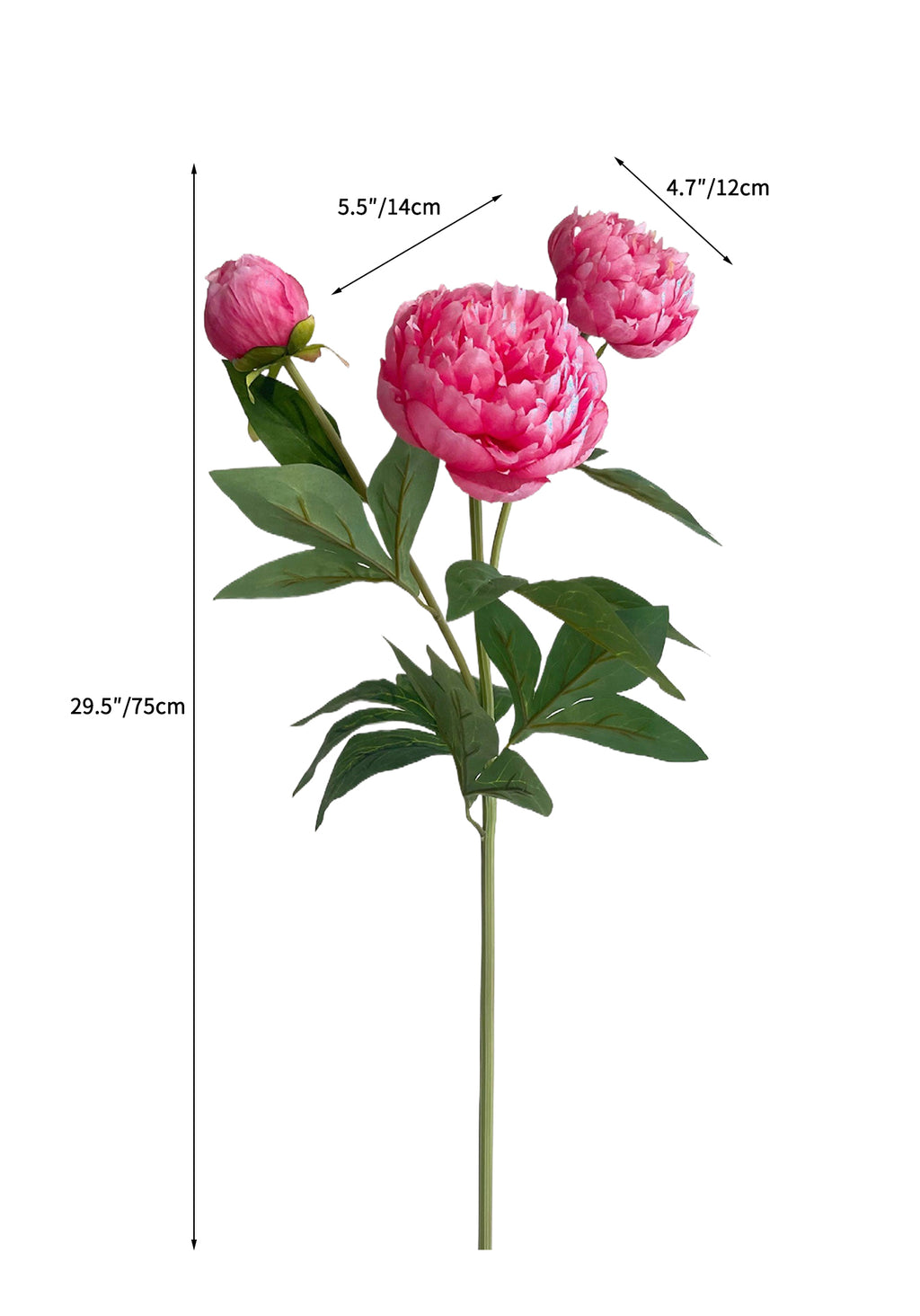 A bunch of artificial peony flowers with 3 blooms-29.5 "
