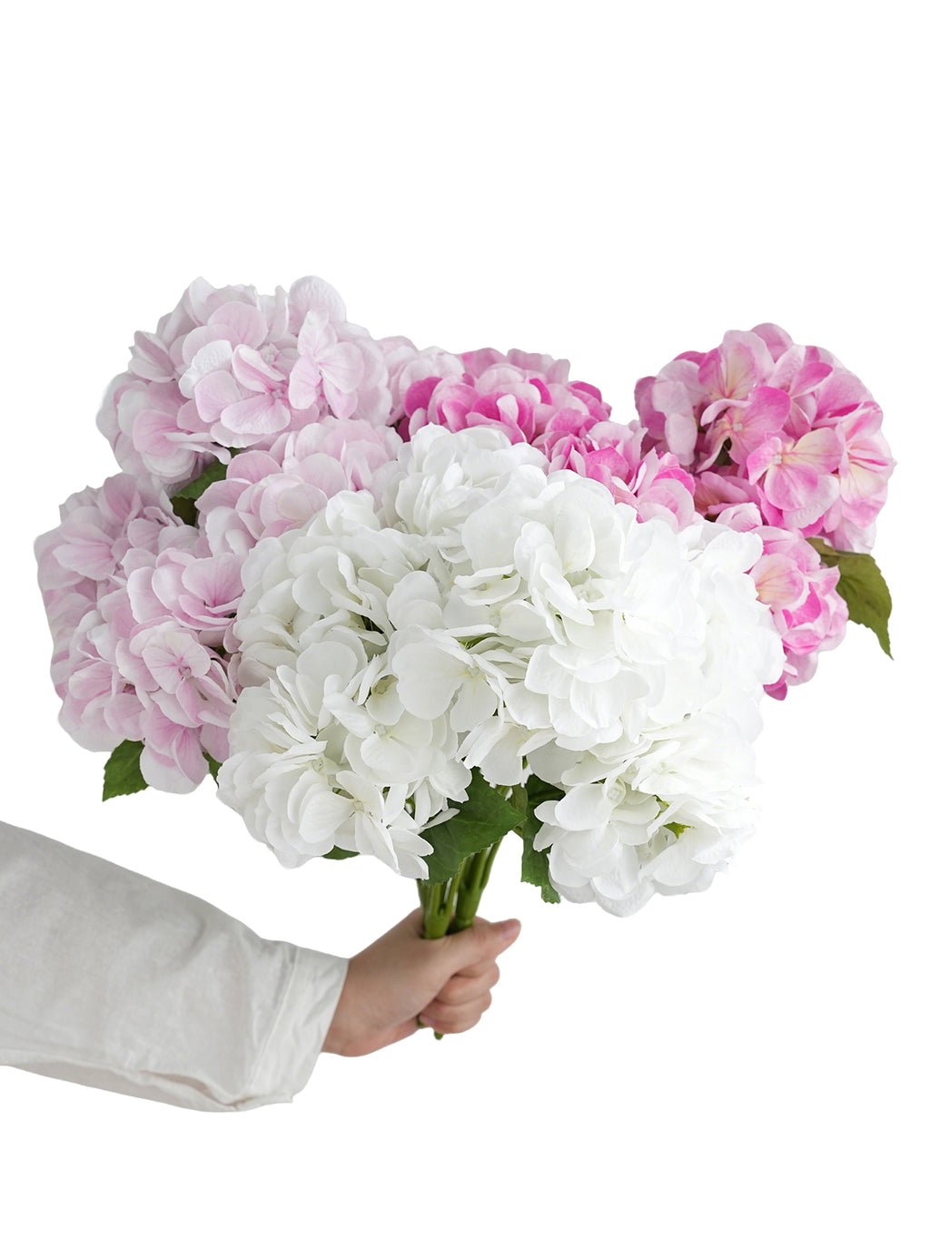 Artificial hydrangea flowers with multiple flower heads - 17.3"