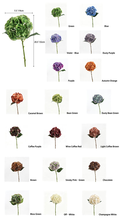 Artificial Real Touch Hydrangea Stem - 20.5"
