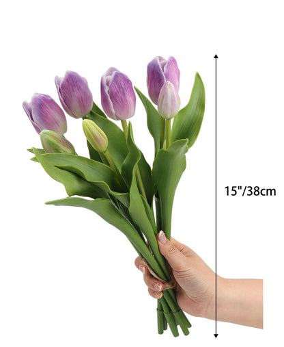 Natural Real‑Touch Tulip Bouquet‑15"