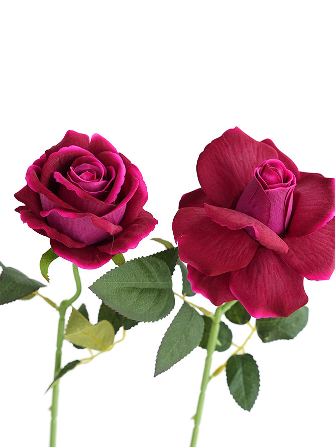 Simulated Velvet Rose Faux Flower  -19.6"