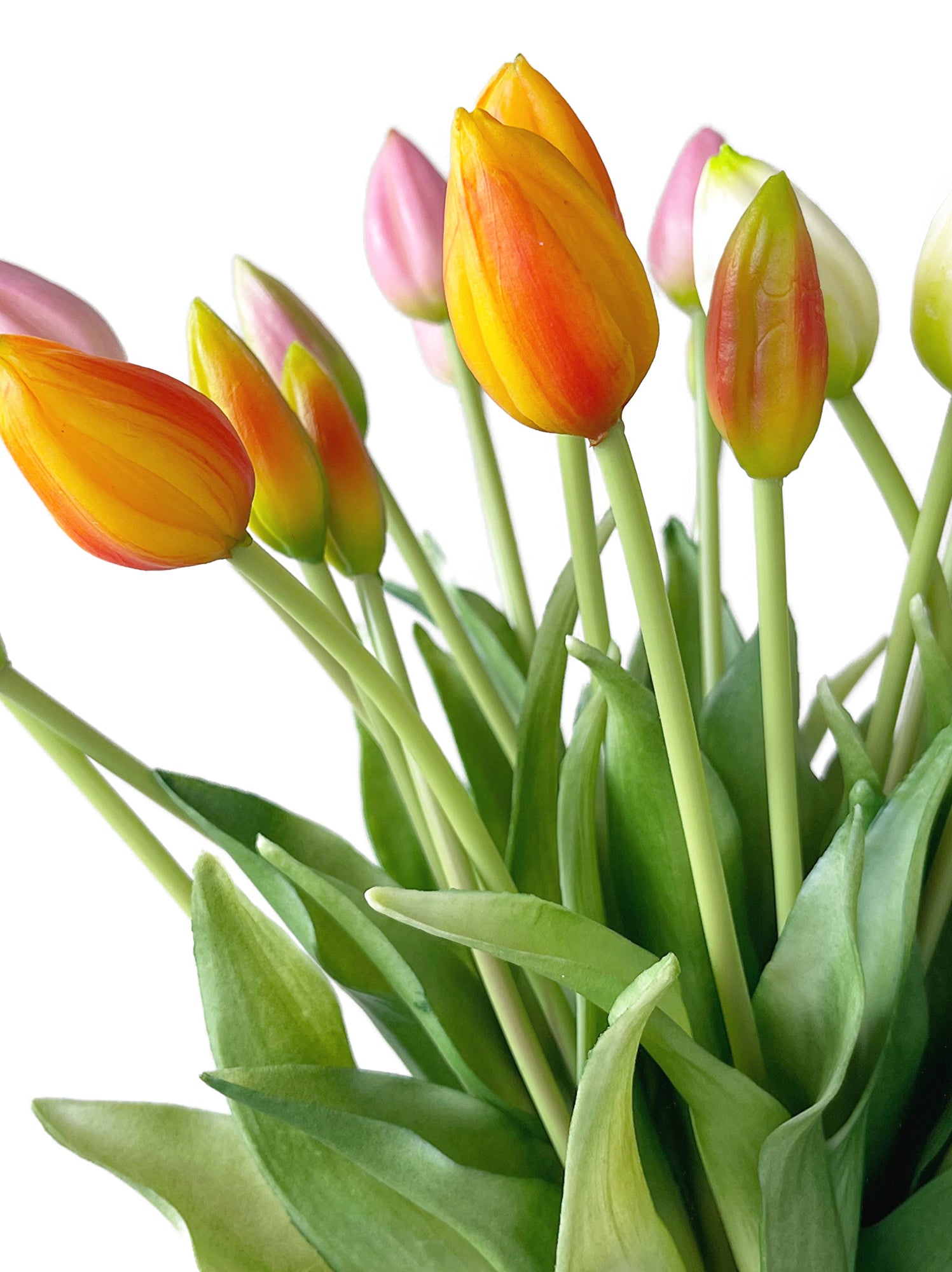 A bunch of artificial tulip flowers with 5 blooms -15.7 "